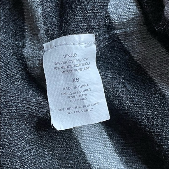VINCE V-NECK KNIT TUNIC SWEATER in Light Gray and Charcoal Stripe - Picture 8 of 8